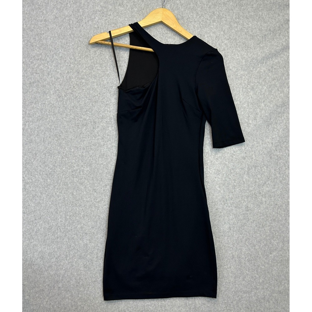 Bebe Dress Navy Blue Asymmetric One Shoulder Mini Bodycon Club Party Size Small